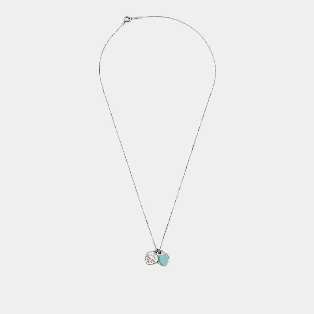 Tiffany & Co. Return to Tiffany Blue Enamel Sterling Silver Heart Tag Pendant Necklace商品第2张图片规格展示