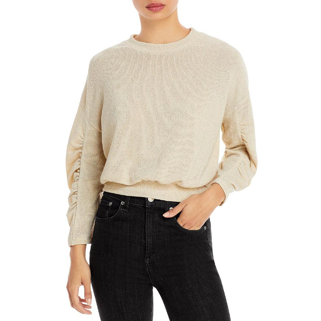 Aqua Womens Metallic Rouched Pullover Sweater商品第3张图片规格展示