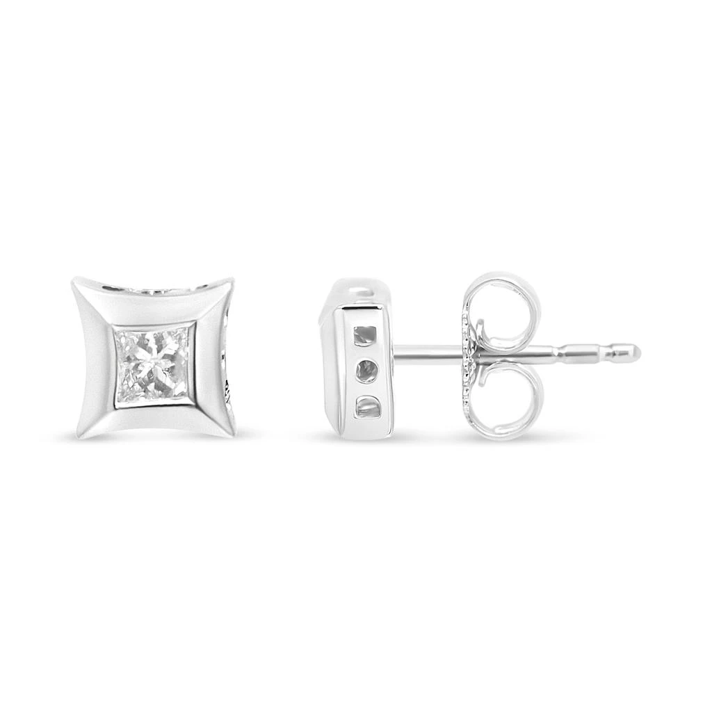 商品Haus of Brilliance|10K White Gold 1/3 Cttw Invisible Set Style Princess-Cut Diamond Stud Earrings,价格¥5834,第3张图片详细描述