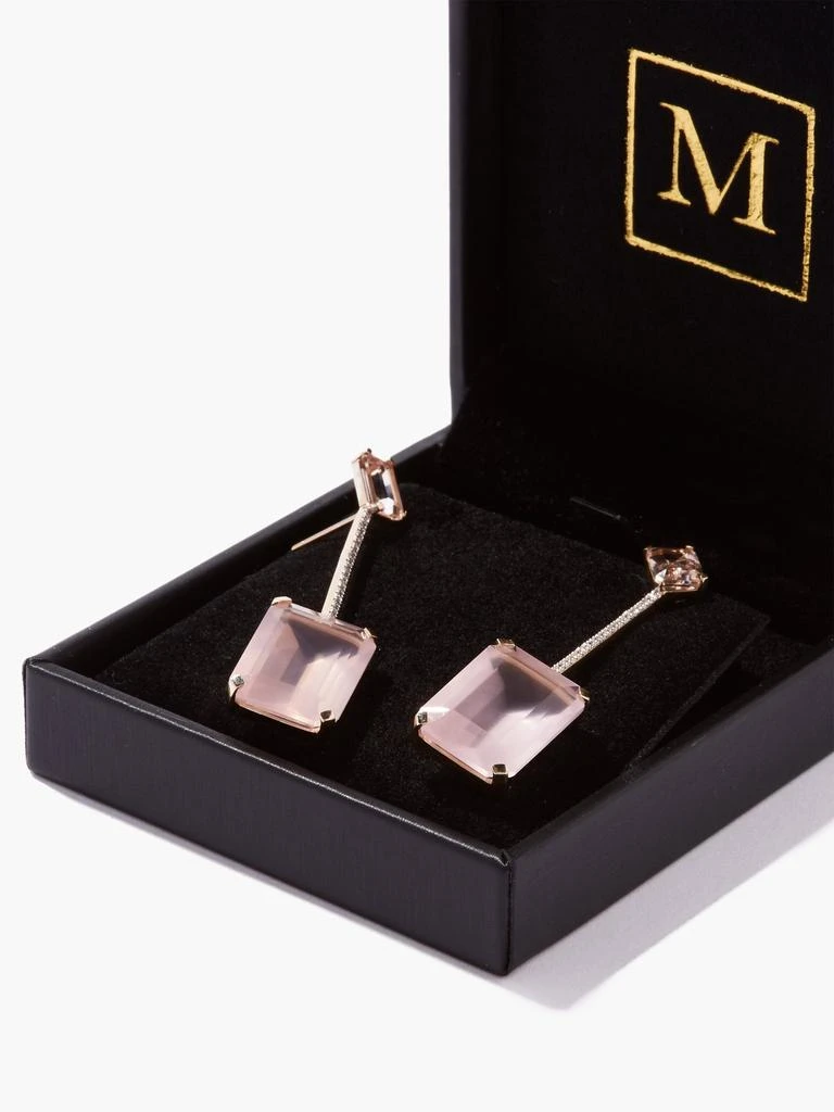 Diamond, rose quartz & 14kt gold earrings 商品