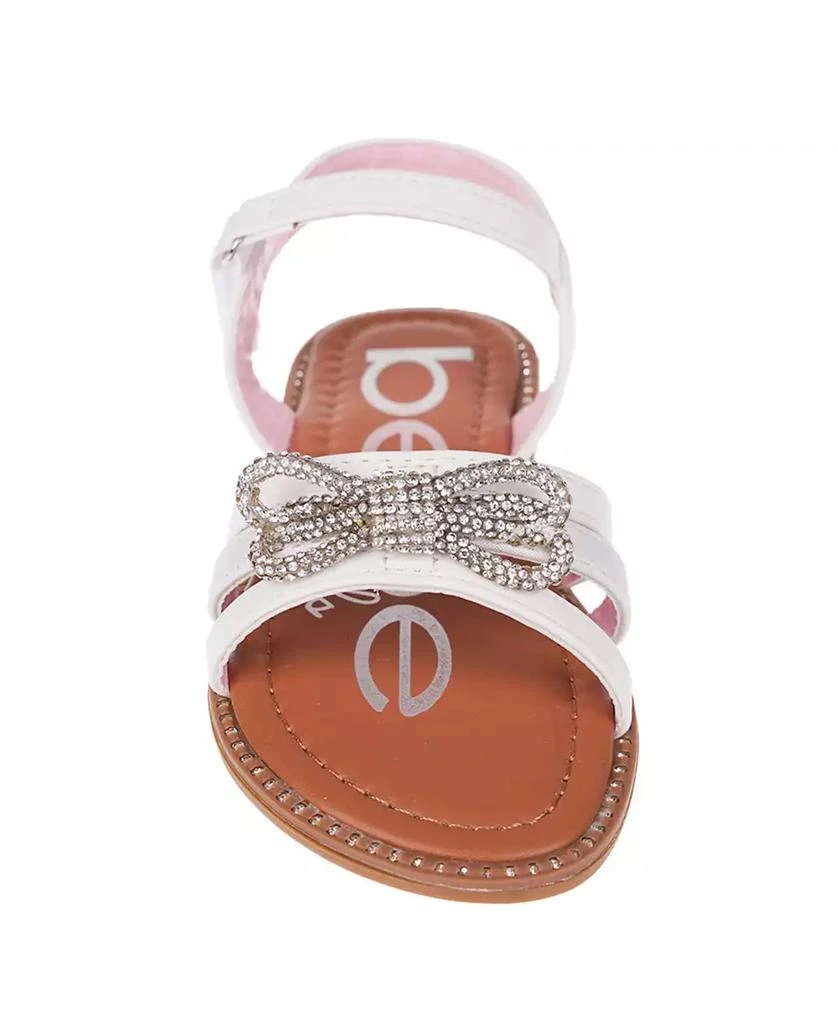 商品Bebe|Big Girl's Strappy Sandal with Cute Rhinestone Tubular Bow Polyurethane Sandals,价格¥127,第4张图片详细描述