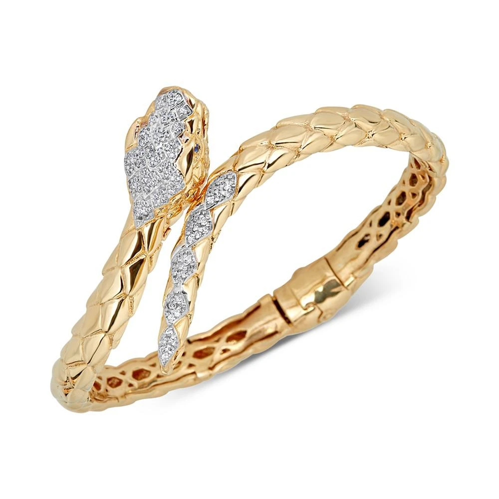 商品Macy's|Diamond Snake Bypass Bangle Bracelet (1/2 ct. t.w.) in 14k Gold-Plated Sterling Silver,价格¥2588,第1张图片