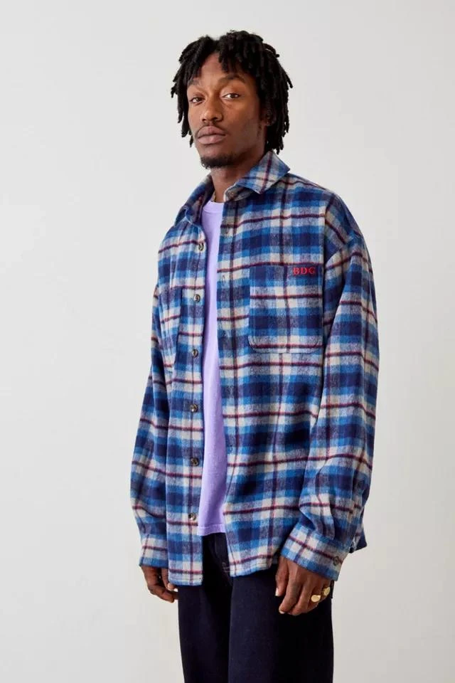 商品BDG|BDG Blue Brushed Fleece Check Shirt,价格¥340,第1张图片