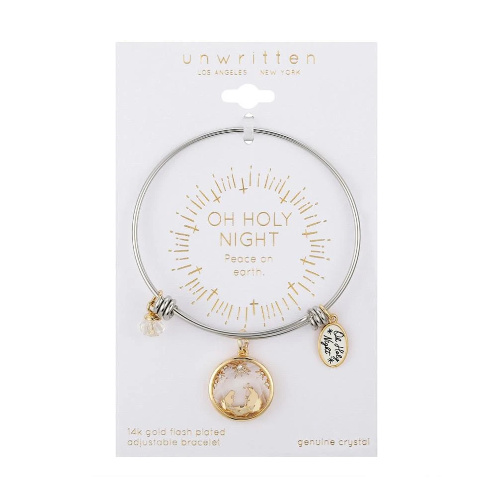 商品Unwritten|Stainless Steel Bangle with Two Tone Gold Flash-Plated Crystal "Oh Holy Night" Multi Charm,价格¥420,第2张图片详细描述