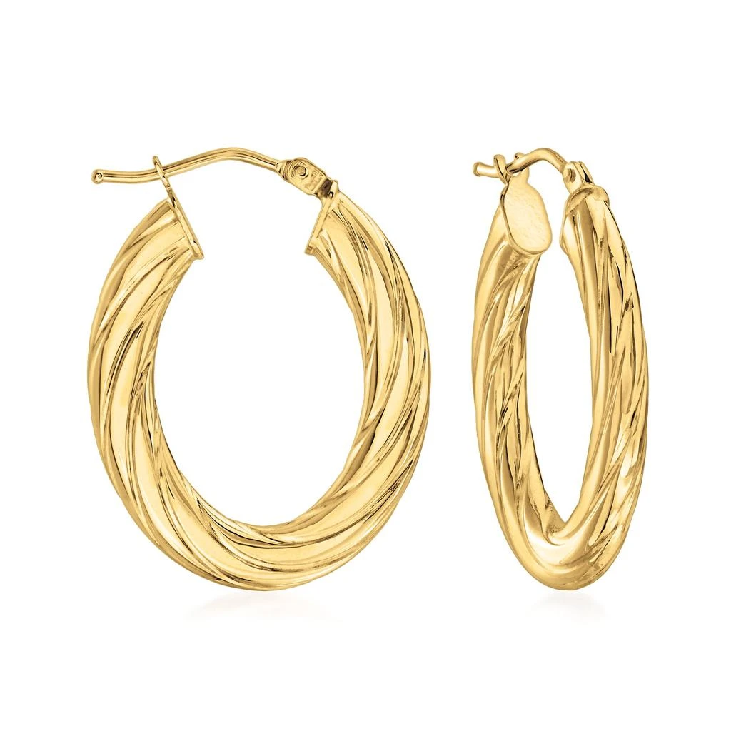 商品Ross-Simons|Italian Fluted 14kt Yellow Gold Oval Hoop Earrings,价格¥1582,第1张图片