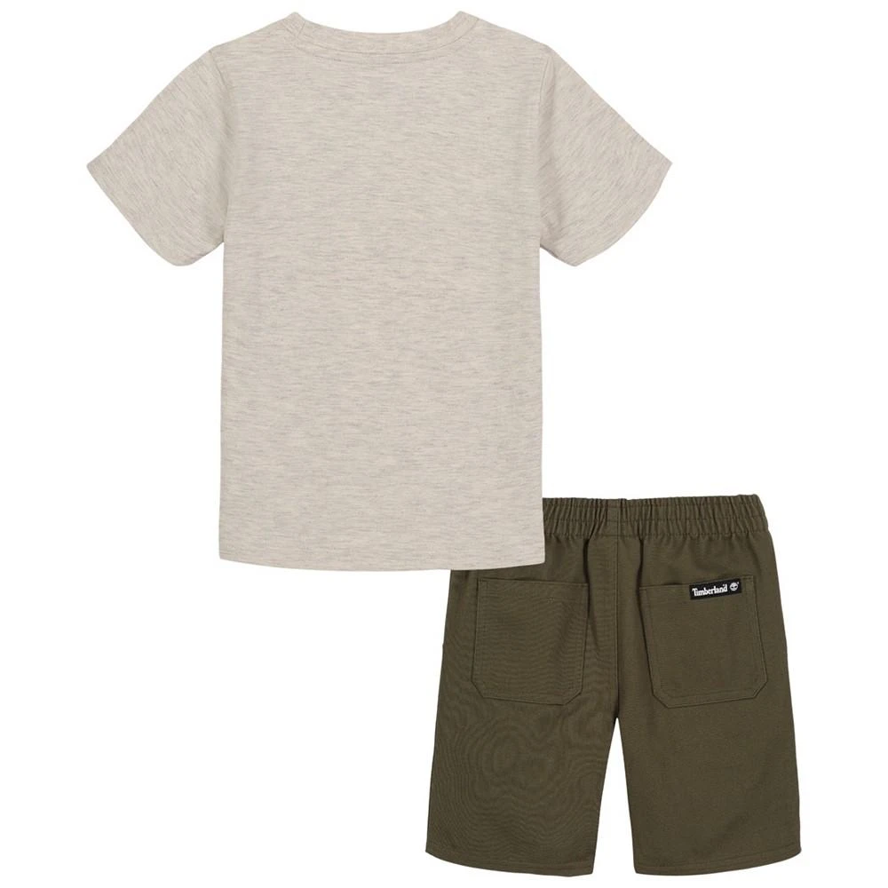 商品Timberland|Little Boys Heather Short Sleeve Logo T-shirt and Twill Shorts Set, 2 Piece,价格¥123,第2张图片详细描述