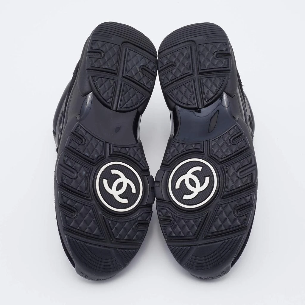 Chanel Black Neoprene/Leather and Suede CC Lace-Up Sneakers Size 36 商品