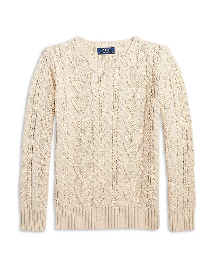 商品Ralph Lauren|Boys' Aran Knit Cotton Blend Sweater - Big Kid,价格¥352,第1张图片