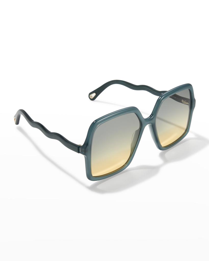 Wavy Rectangle Acetate Sunglasses商品第1张图片规格展示