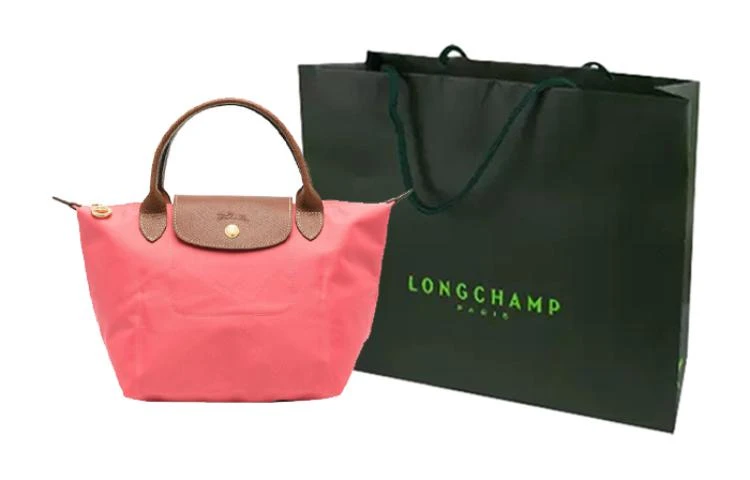商品[国内直发] Longchamp|珑骧 Le Pliage 23 刺绣微标Logo纯色按扣拉链开合饺子包手提包 小号 女款 桃红色,价格¥821,第5张图片详细描述