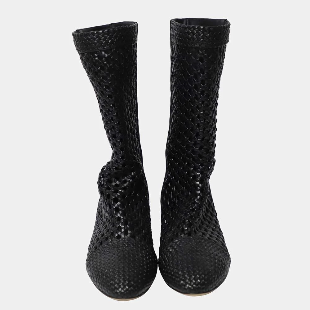 商品[二手商品] Salvatore Ferragamo|Salvatore Ferragamo Black Nappa Leather Tarsina 30 Boots Size UK5.5,价格¥3716,第2张图片详细描述