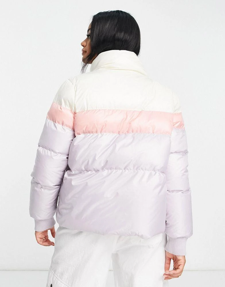 商品Fila|Fila colour block puffer jacket in lilac and pink ,价格¥403,第2张图片详细描述