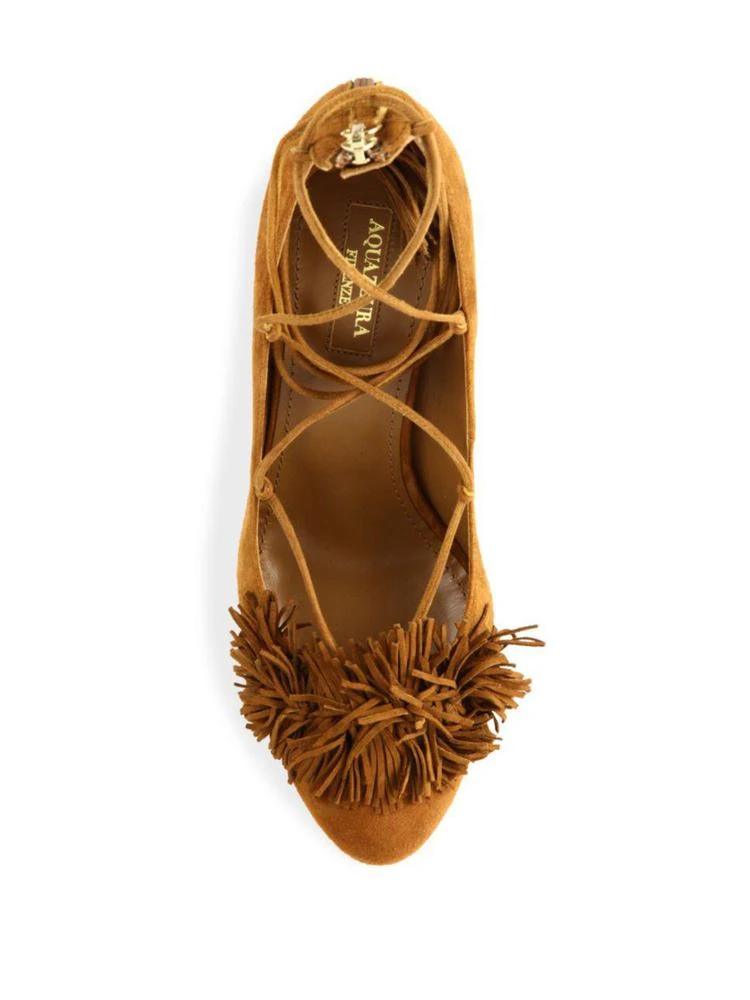 商品Aquazzura|Wild 流苏绑带麂皮高跟鞋,价格¥2383,第4张图片详细描述