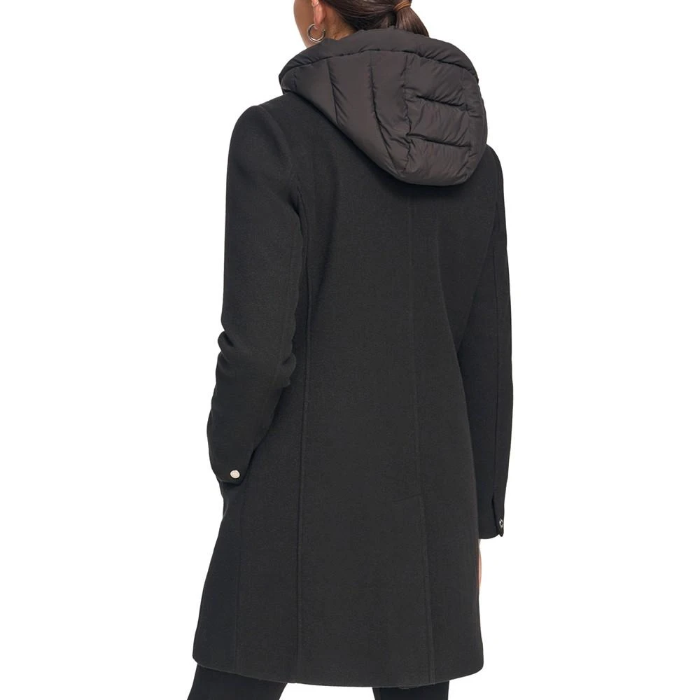 商品Calvin Klein|Women's Hooded Bibbed Mixed Media Coat,价格¥898,第2张图片详细描述