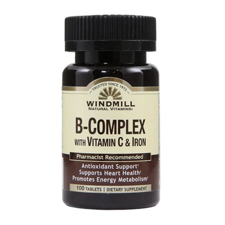 商品Windmill Vitamins|Windmill B-Complex Tablets With Vitamin C and Iron Tablets, 100 Ea,价格¥48,第1张图片
