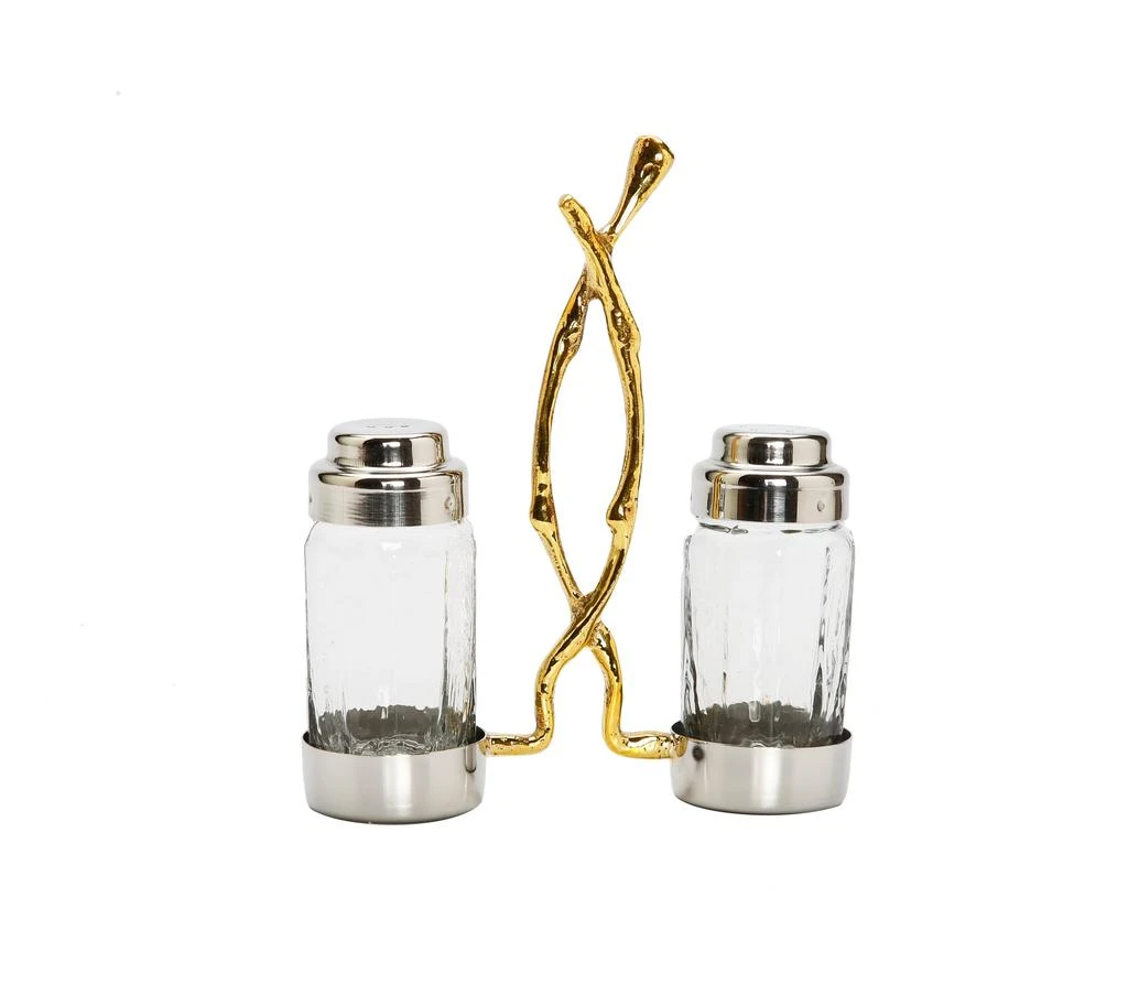 商品Classic Touch Decor|Glass Salt and Pepper Set with Gold Twig Design - 4"L x 2"W x 7.5"H,价格¥432,第2张图片详细描述
