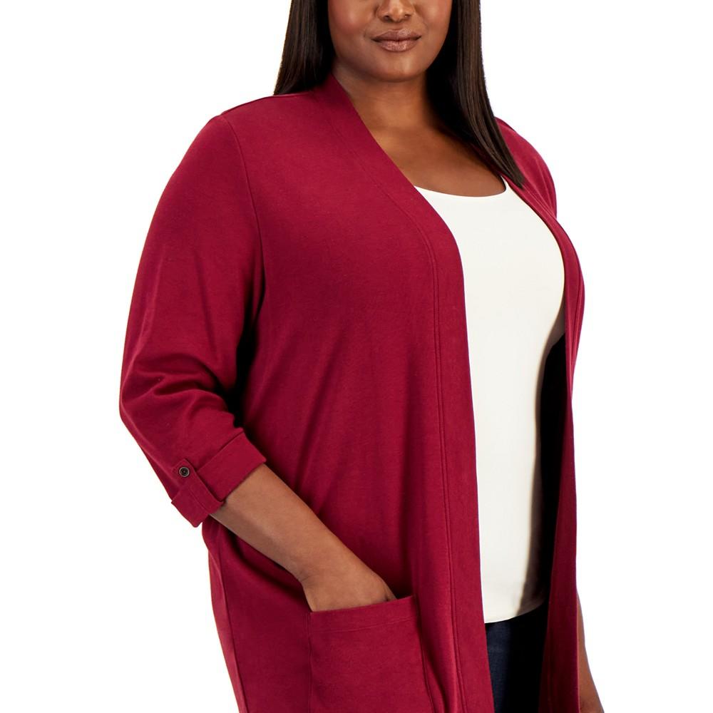 Plus Size Cotton Cozy Cardigan, Created for Macy's商品第2张图片规格展示