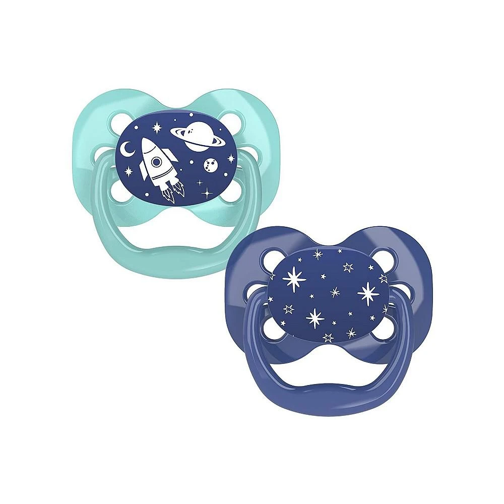 商品Dr. Browns|Advantage Symmetrical Pacifier, Blue, 2 Pack, 0-6m,价格¥112,第1张图片