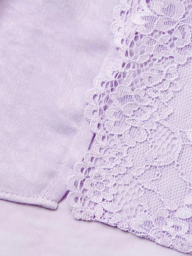 2-Piece Violet Satin Lace-Trim Cami Short Set 商品
