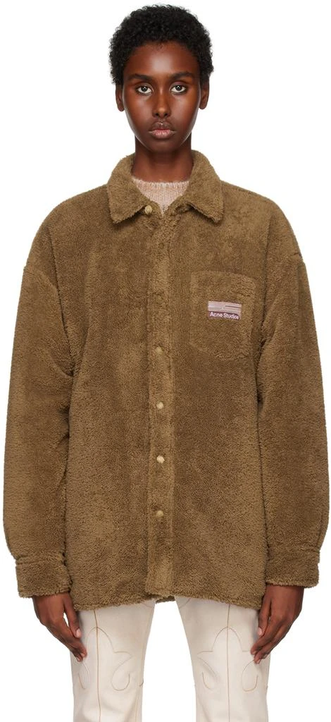 商品Acne Studios|Brown Soft Teddy Jacket,价格¥1632,第1张图片