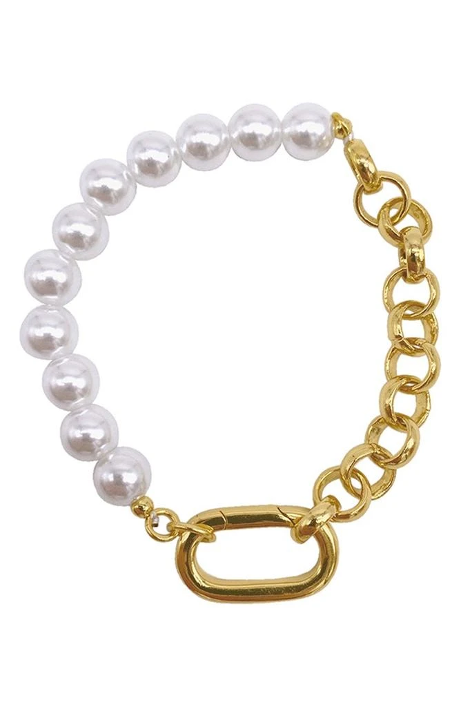商品ADORNIA|Imitation Pearl & Chain Bracelet,价格¥257,第1张图片
