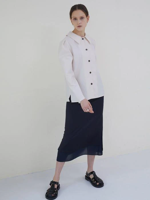 商品Nouve|Puff Sleeve Button Blouse_Light Beige,价格¥710,第2张图片详细描述