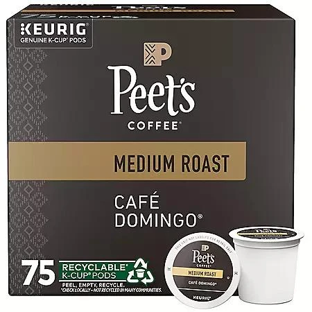 商品Peet's Coffee|Peet's Coffee Medium Roast K-Cup Pods, Café Domingo 75 ct.,价格¥328,第1张图片