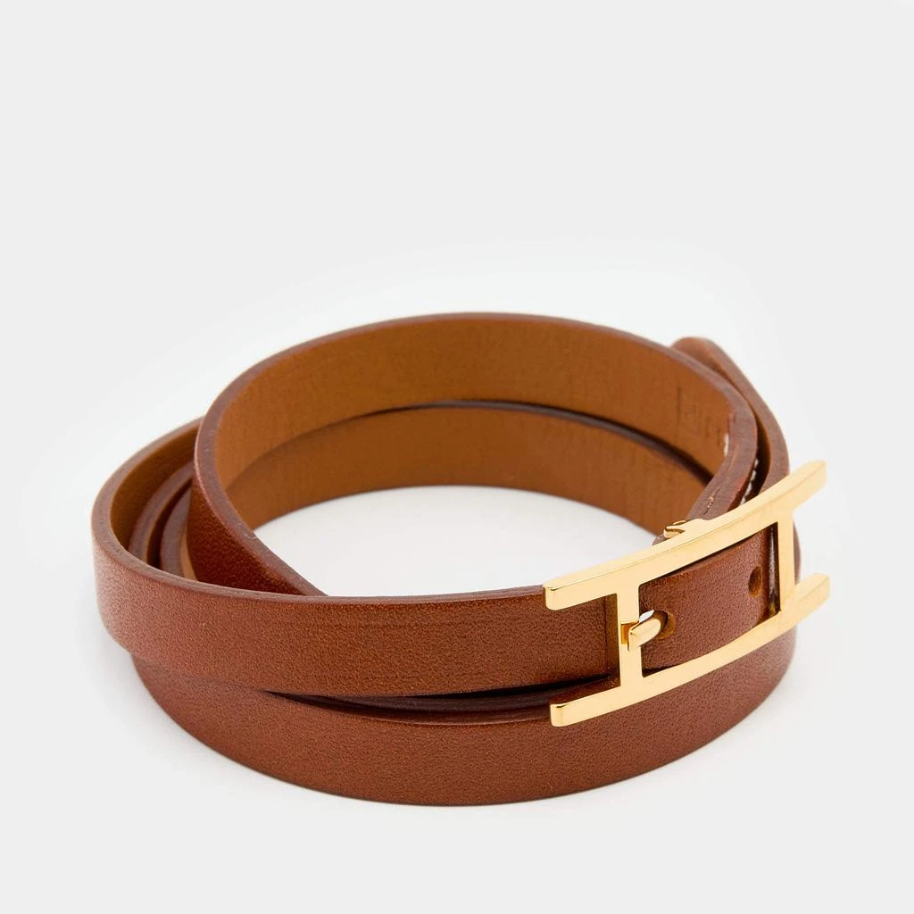 商品[二手商品] Hermes|Hermès Brown Swift Leather Hapi 3 Triple Tour Bracelet S,价格¥3786,第2张图片详细描述