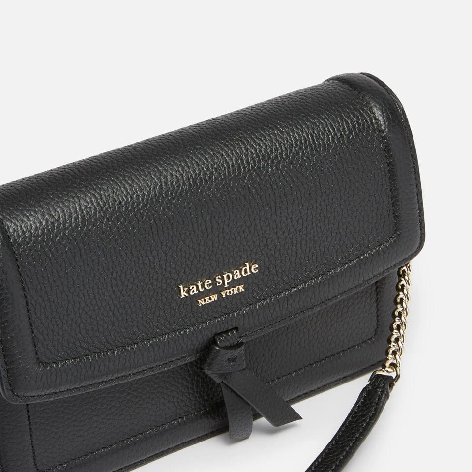 商品Kate Spade|Kate Spade New York Women's Knott Pebbled Flap Cross Body Bag - Black,价格¥1371,第4张图片详细描述