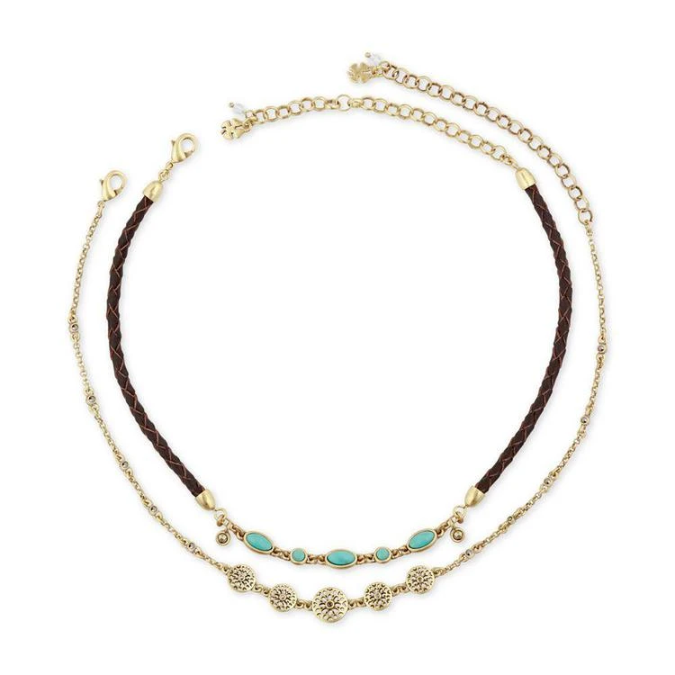 商品Lucky Brand|Gold-Tone & Leather 2-Pc. Set Choker Necklaces, a Macy's Exclusive Style,价格¥348,第1张图片