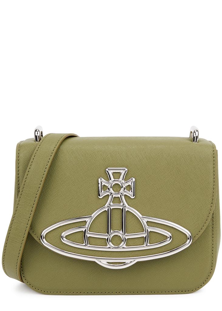 Linda green saffiano leather cross-body bag商品第1张图片规格展示