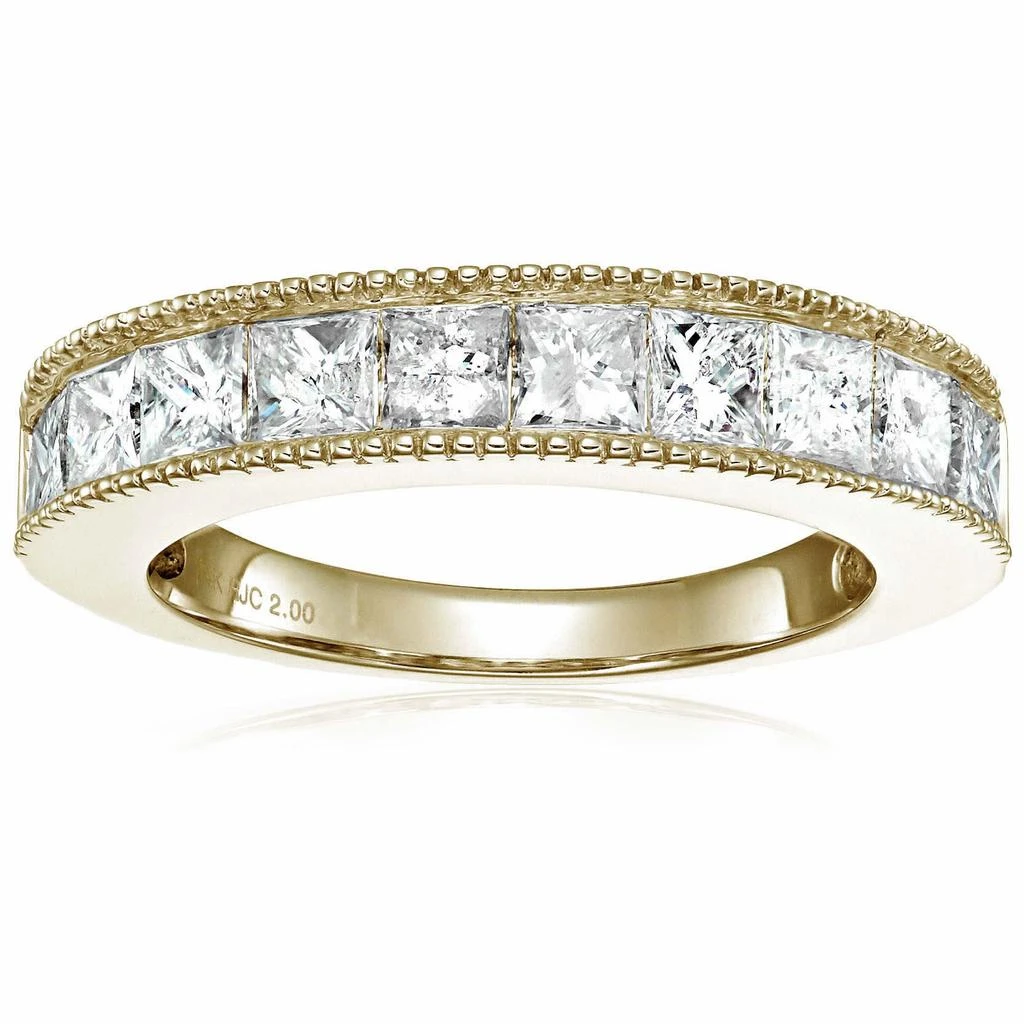 2 cttw Princess Cut Diamond Wedding Band with Milgrain 14K White or Yellow Gold 商品
