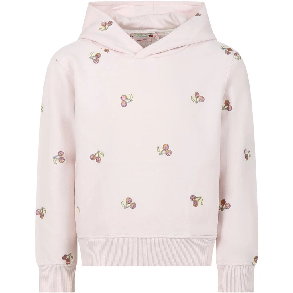 商品Bonpoint|Pink Sweatshirt For Girl With All-over Cherries,价格¥1386,第1张图片