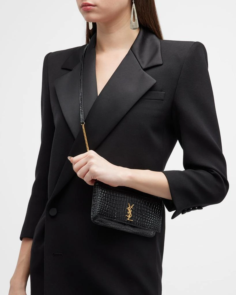 商品Yves Saint Laurent|YSL Croc-Embossed Phone Holder Shoulder Bag,价格¥5972,第3张图片详细描述