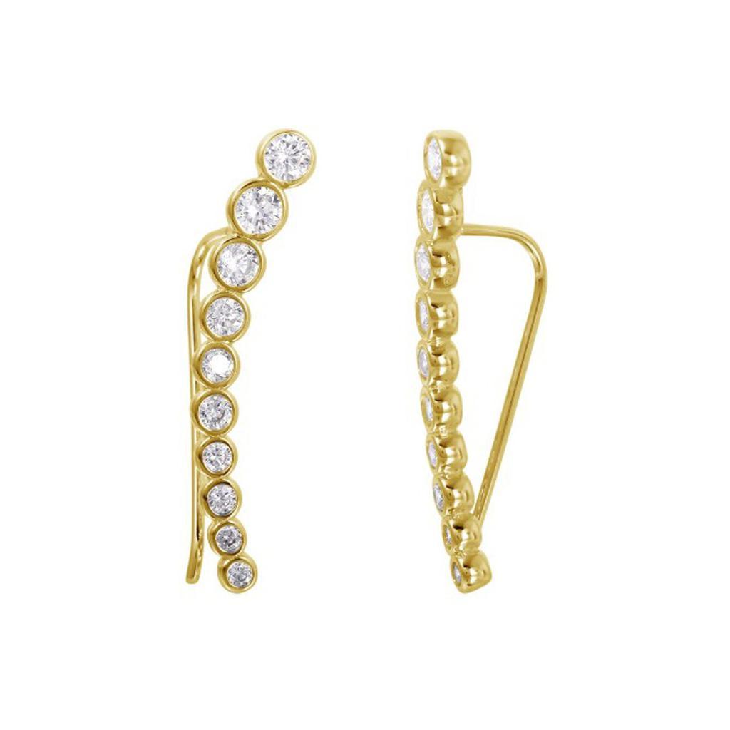 商品ADORNIA|Adornia Bezeled Ear Climber Earrings 14k Yellow Gold Vermeil .925 Sterling Silver,价格¥104,第1张图片