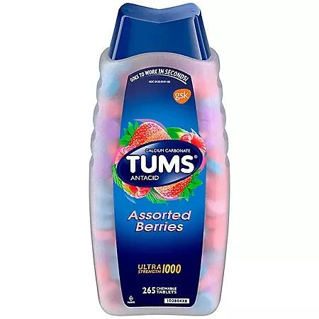 商品TUMS|TUMS Ultra Strength Chewable Antacid Tablets, Assorted Berries, 265 ct.,价格¥104,第1张图片