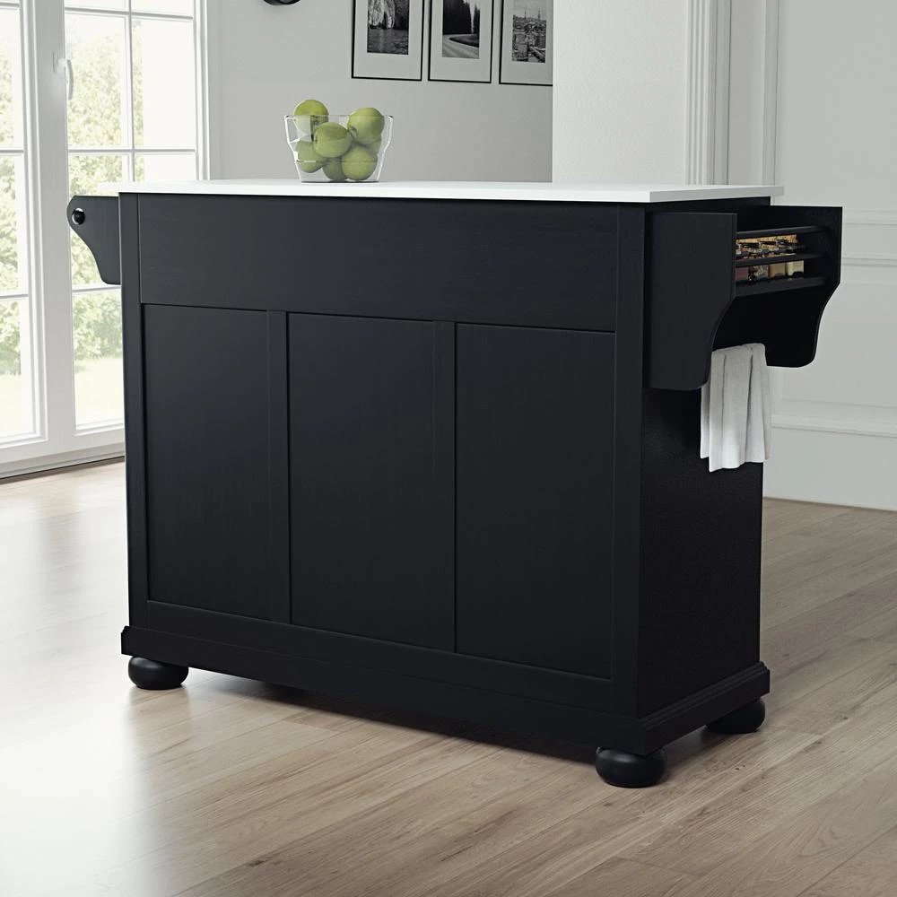 商品Crosley Furniture|Alexandria Stone Top Full Size Kitchen Island/Cart Black/White,价格¥5442,第3张图片详细描述