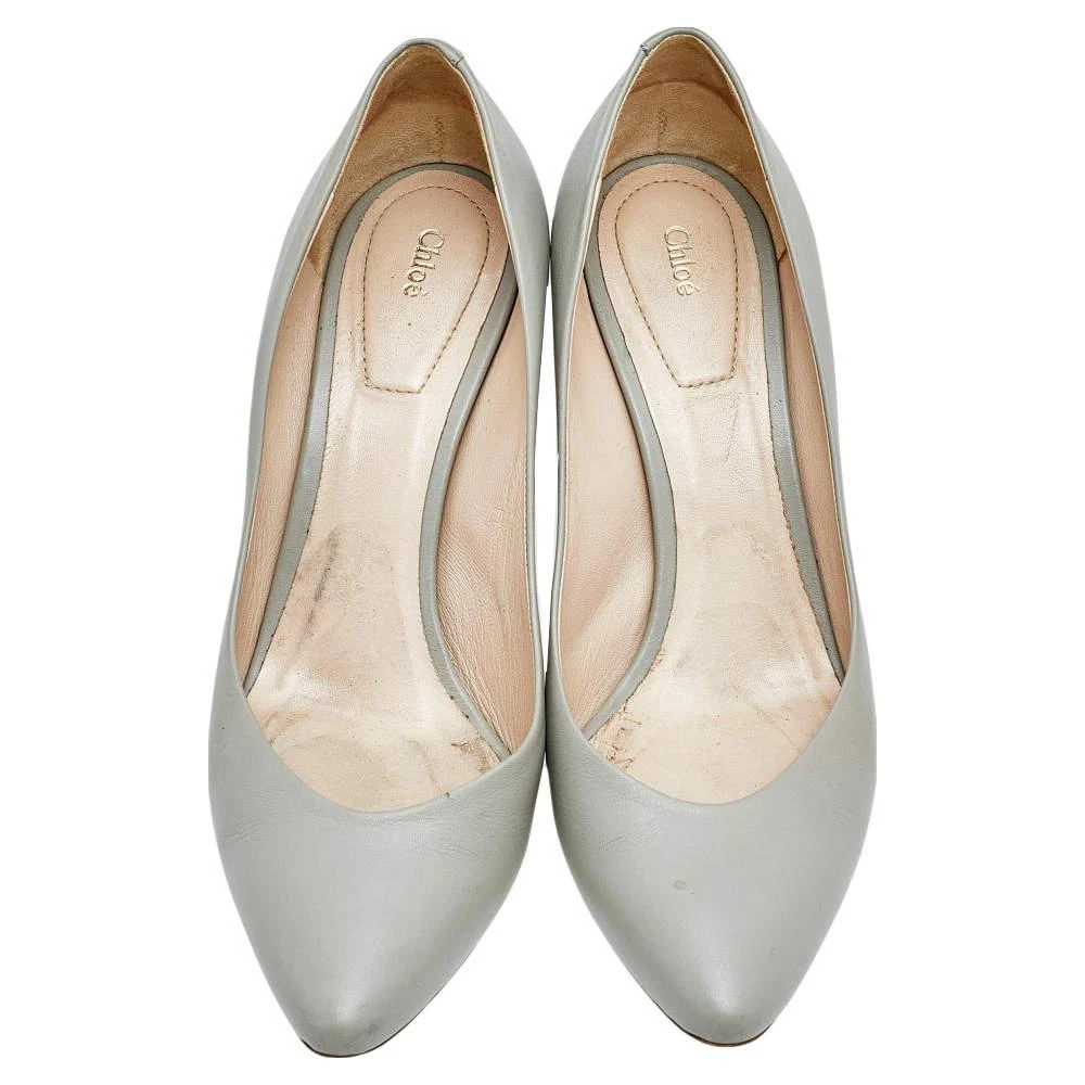 商品[二手商品] Chloé|Chloe Grey Leather Beckie Block Heel Pumps Size 37,价格¥1022,第3张图片详细描述