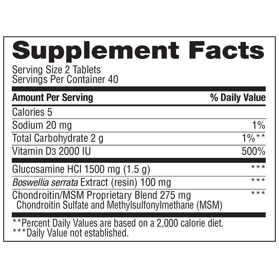商品Walgreens|Triple Strength Glucosamine Chondroitin with MSM and Vitamin D3,价格¥144,第6张图片详细描述