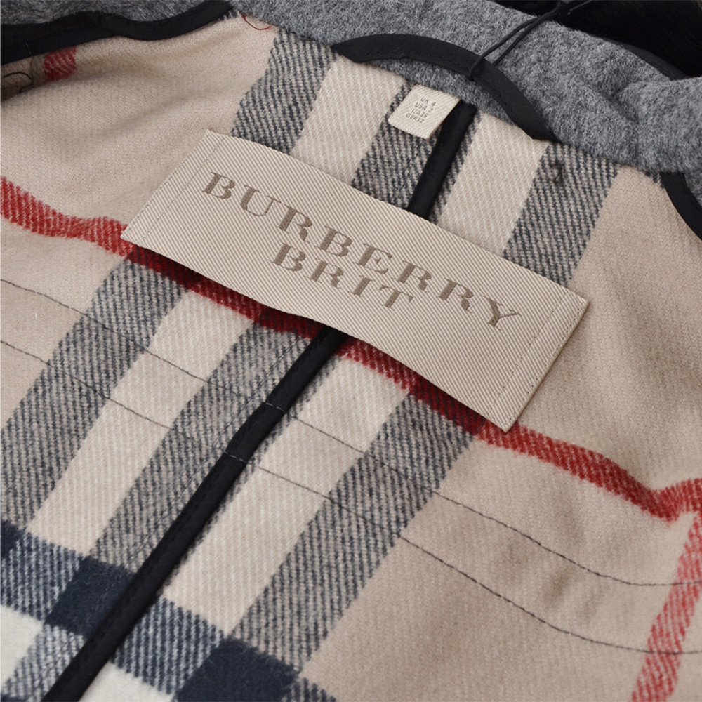 Burberry 博柏利 女士灰色色羊毛牛角扣大衣 3873757商品第3张图片规格展示