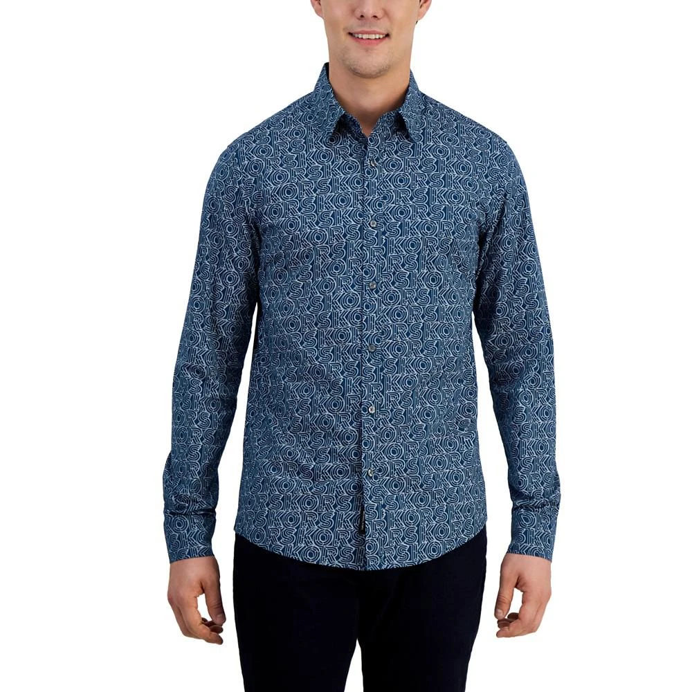 商品Michael Kors|Men's Marquee Slim-Fit Stretch Logo-Print Button-Down Shirt,价格¥262,第1张图片