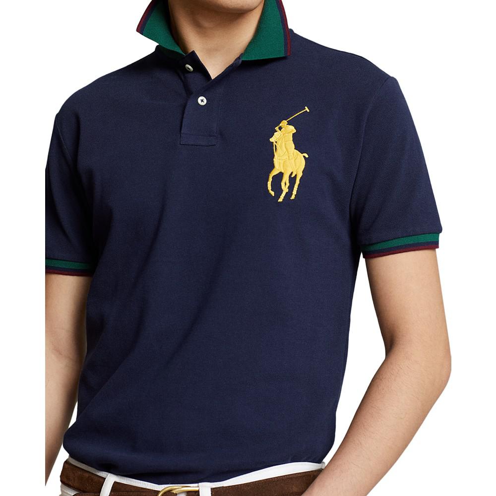 Men's Custom Slim Fit Big Pony Mesh Polo Shirt商品第3张图片规格展示