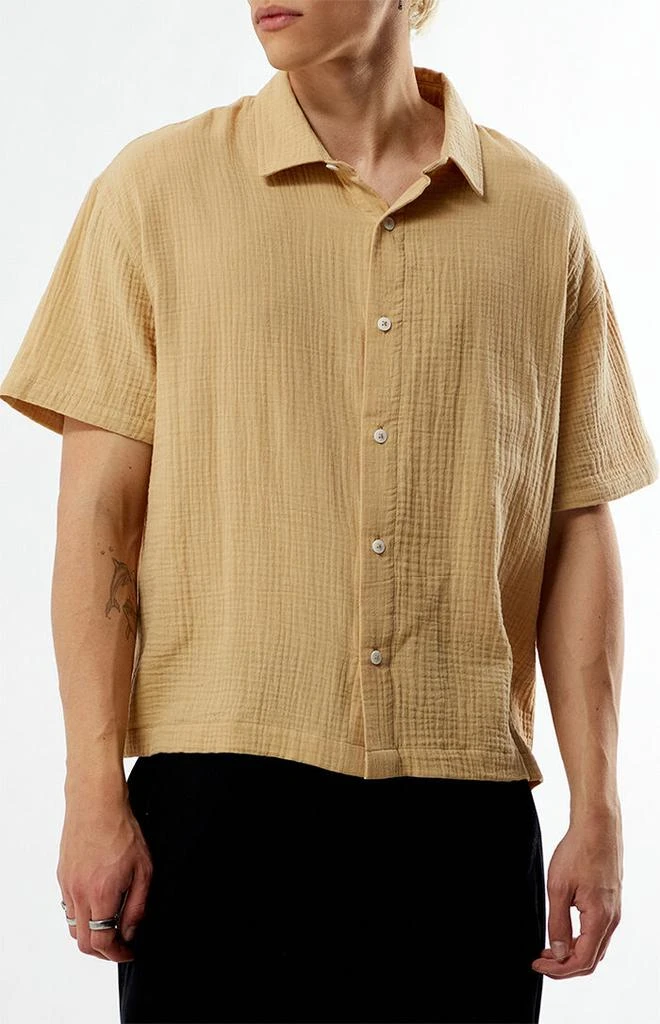 Tan Cropped Boxy Gauze Camp Shirt 商品
