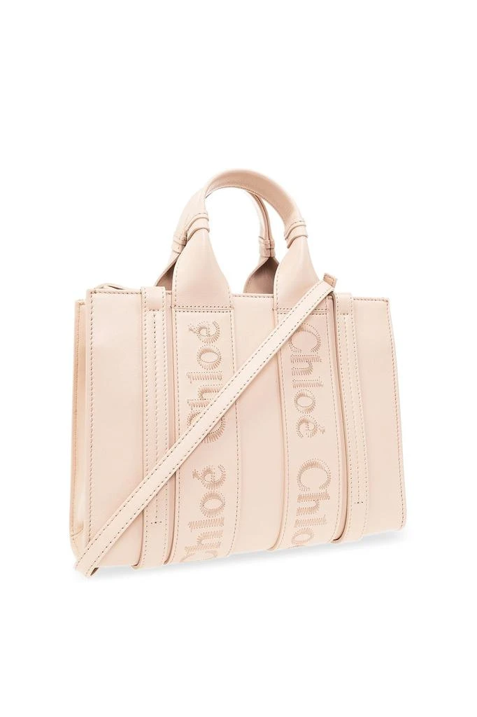 商品Chloé|Chloé Woody Logo Embroidered Small Tote Bag,价格¥9080,第3张图片详细描述