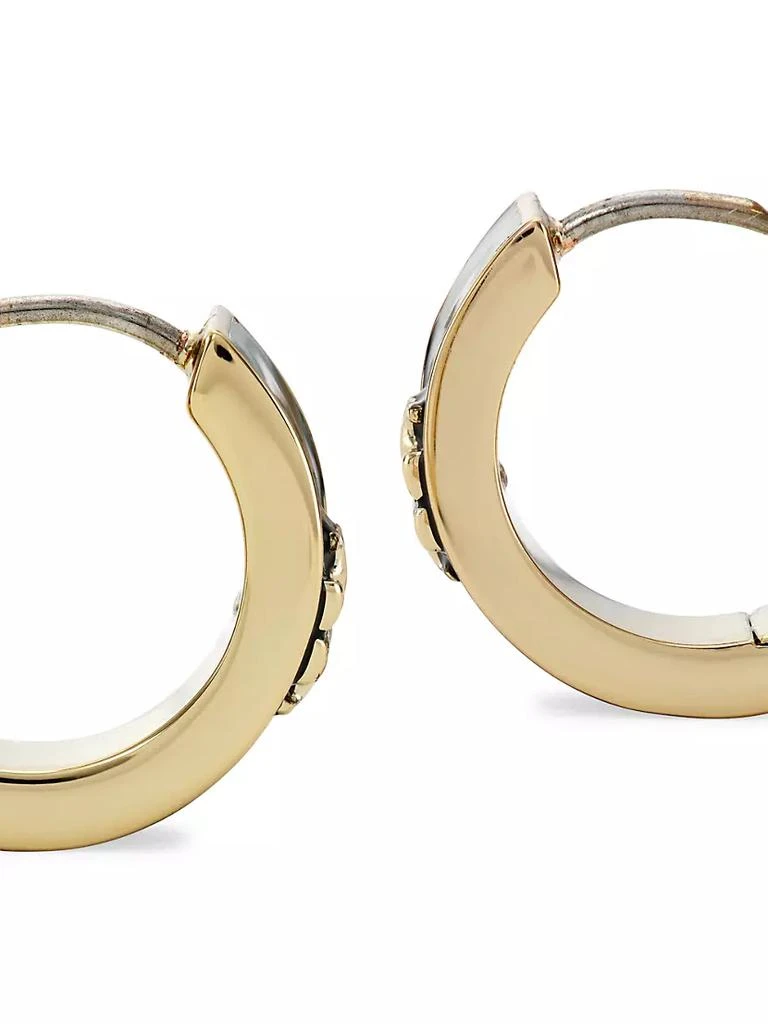 商品Tory Burch|Kira 18K-Gold-Plated &amp; Enamel Logo Huggie Hoop Earrings,价格¥889,第4张图片详细描述