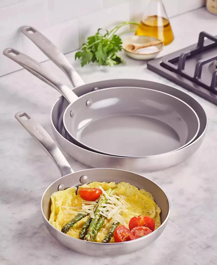 商品Greenpan|Chatham Tri-Ply Stainless Steel Ceramic Nonstick 3 Piece Frying Pan Set,价格¥1855,第2张图片详细描述