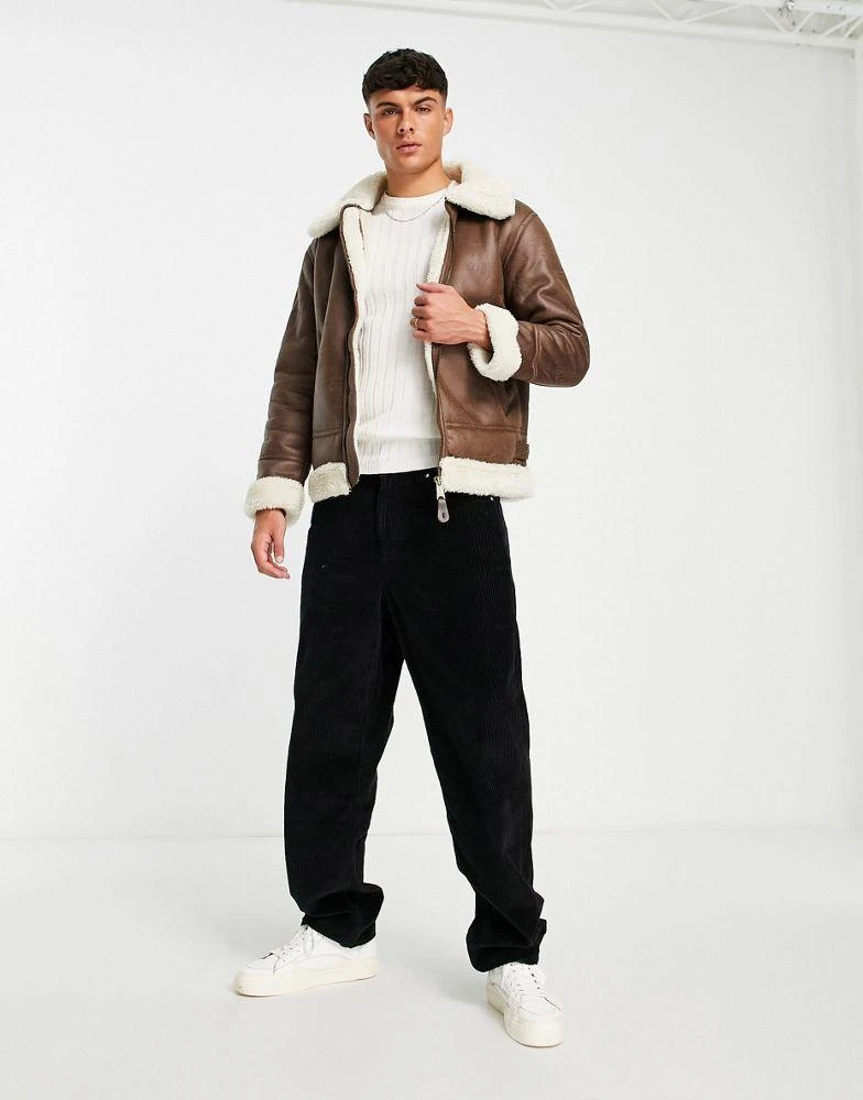 商品Alpha Industries|Alpha Industries B3 faux leather shearling flight jacket in brown,价格¥2473,第4张图片详细描述