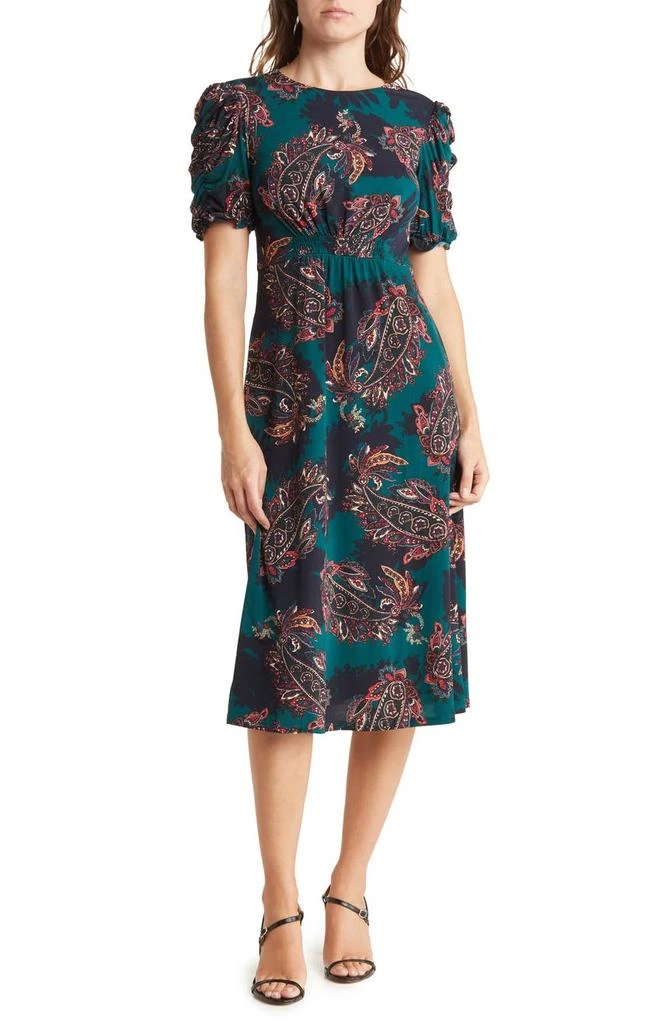 商品Vince Camuto|Paisley Puff Sleeve Midi Dress,价格¥384,第1张图片