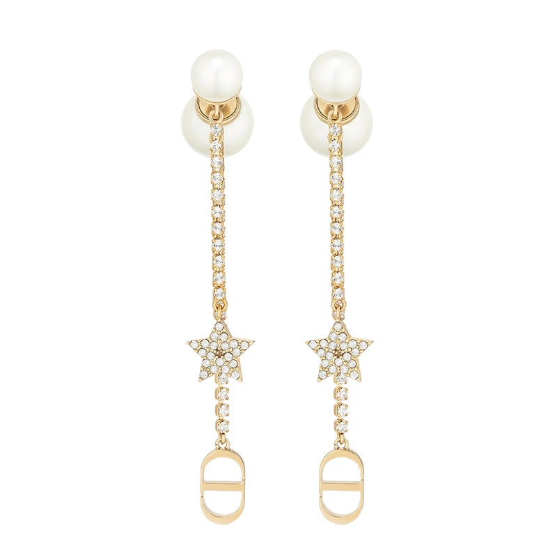 商品Dior|【预售3-7天】迪奥 20DIOR TRIBALES金属和水晶CD星星挂坠耳环 E1270TRICY_D301,价格¥4262,第4张图片详细描述