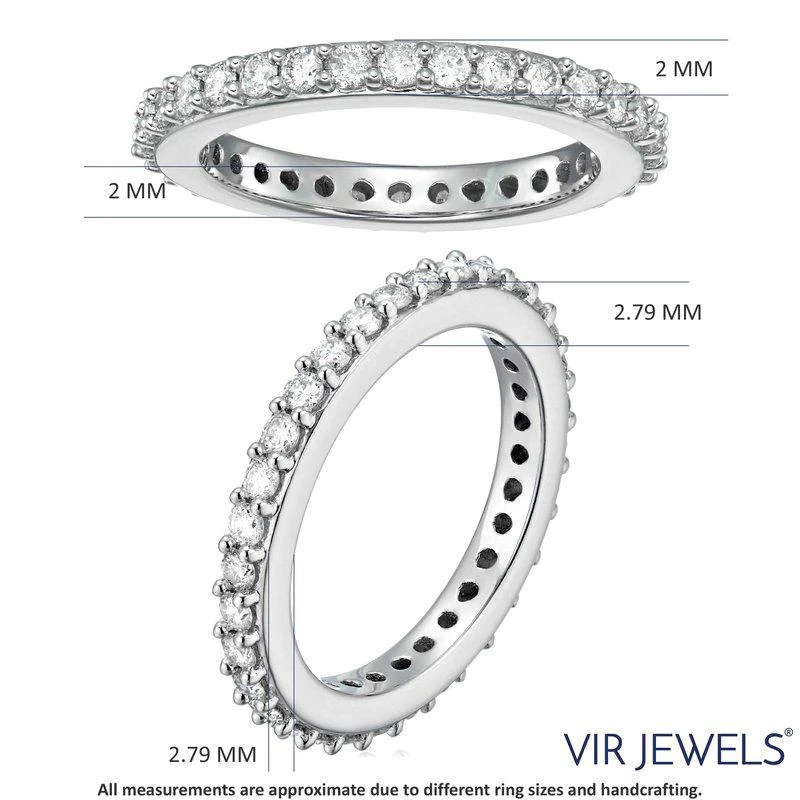 商品Vir Jewels|1 Cttw Diamond Eternity Ring For Women, Wedding Band In 14K White Gold Prong Set,价格¥7058,第2张图片详细描述